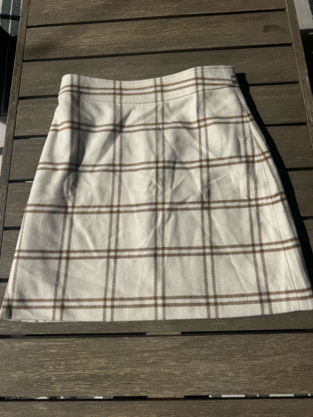J. Crew Women’s Cream and Brown Plaid Mini Skirt -size 2